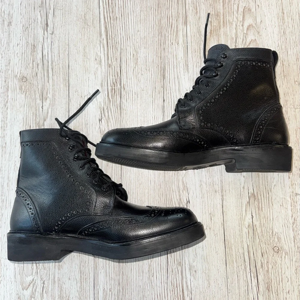 Allen Edmonds Long Branch Wing Tip Dress Boots Pebble Leather Lace Up Men’s 10.5